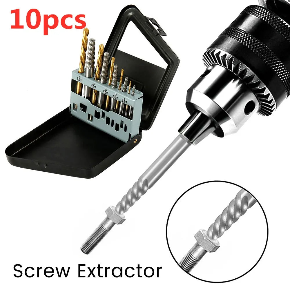 10pcs Drill Bit Set Cobalt Left Hand Accessories Broken Bolt Damaged Screw Extractor Set Metal Case Quality Perforator Tools Zpaxo