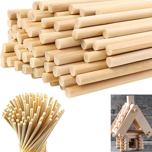 100Pcs Unfinished Round Wooden Sticks – DIY Craft & Model Kit Wooden Craft Sticks Zpaxo