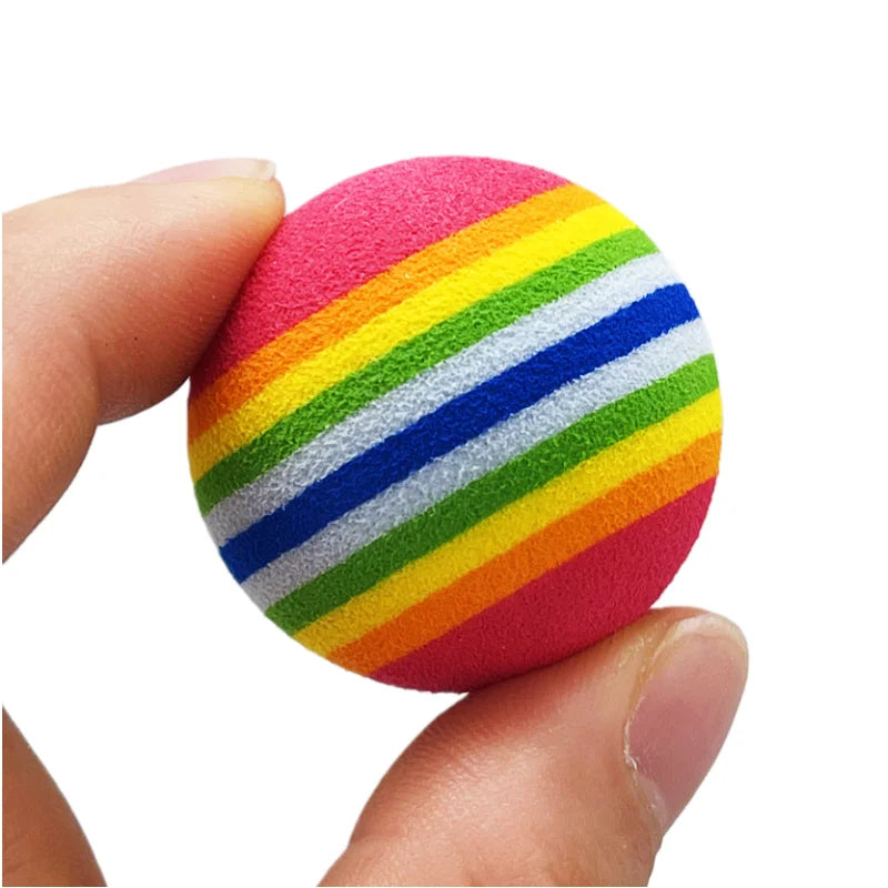 Rainbow Cat Toys Ball Interactive Dog Play Chewing Rattle Scratch