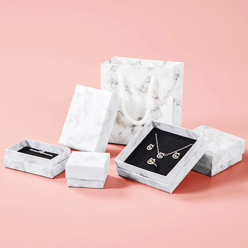 Marble Jewelry Gift Box – Ring, Necklace & Earring Packaging