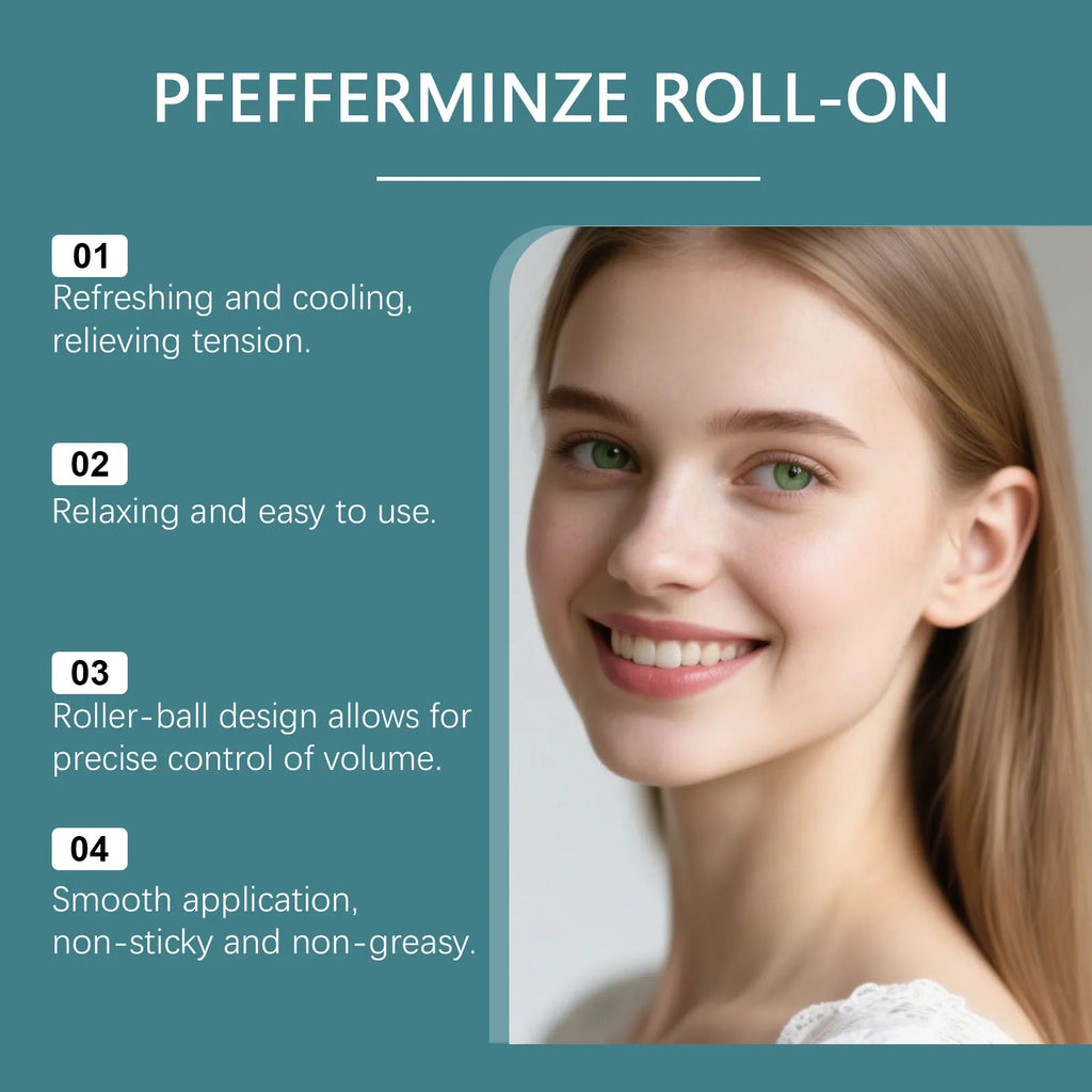 Peppermint Roll-On Essential Oil | Portable Fragrance & Massage Essential Oil Roll-On Zpaxo