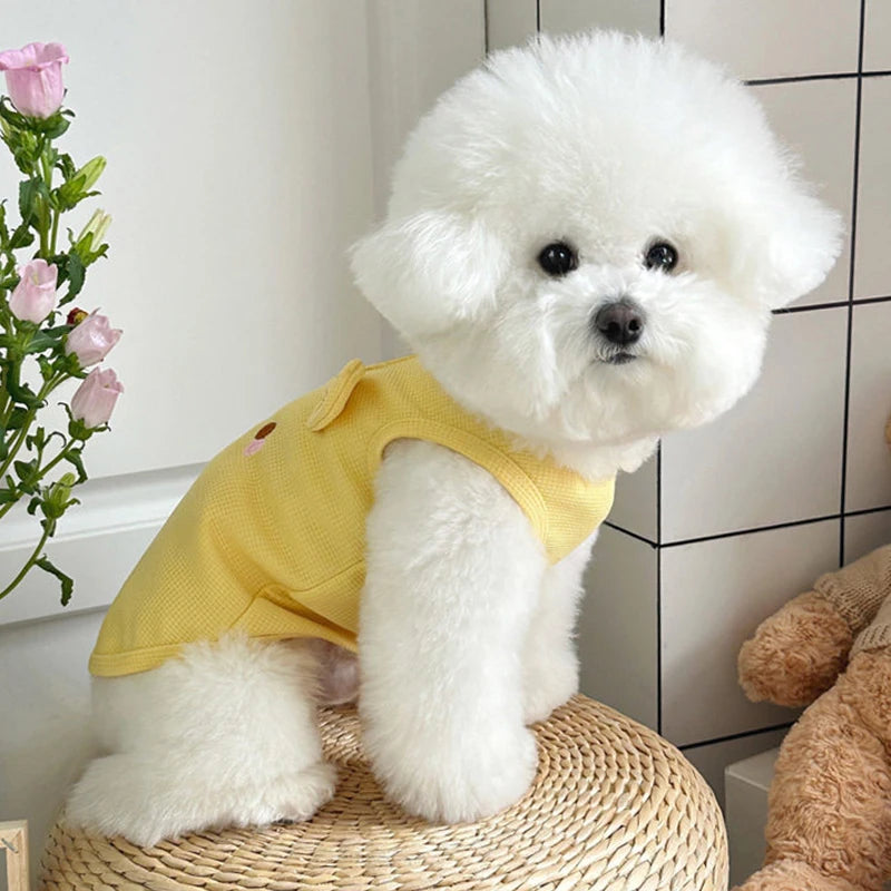 Cute Pet Vest Breathable Waffle Knit Soft Comfortable Traction Buckle Zpaxo