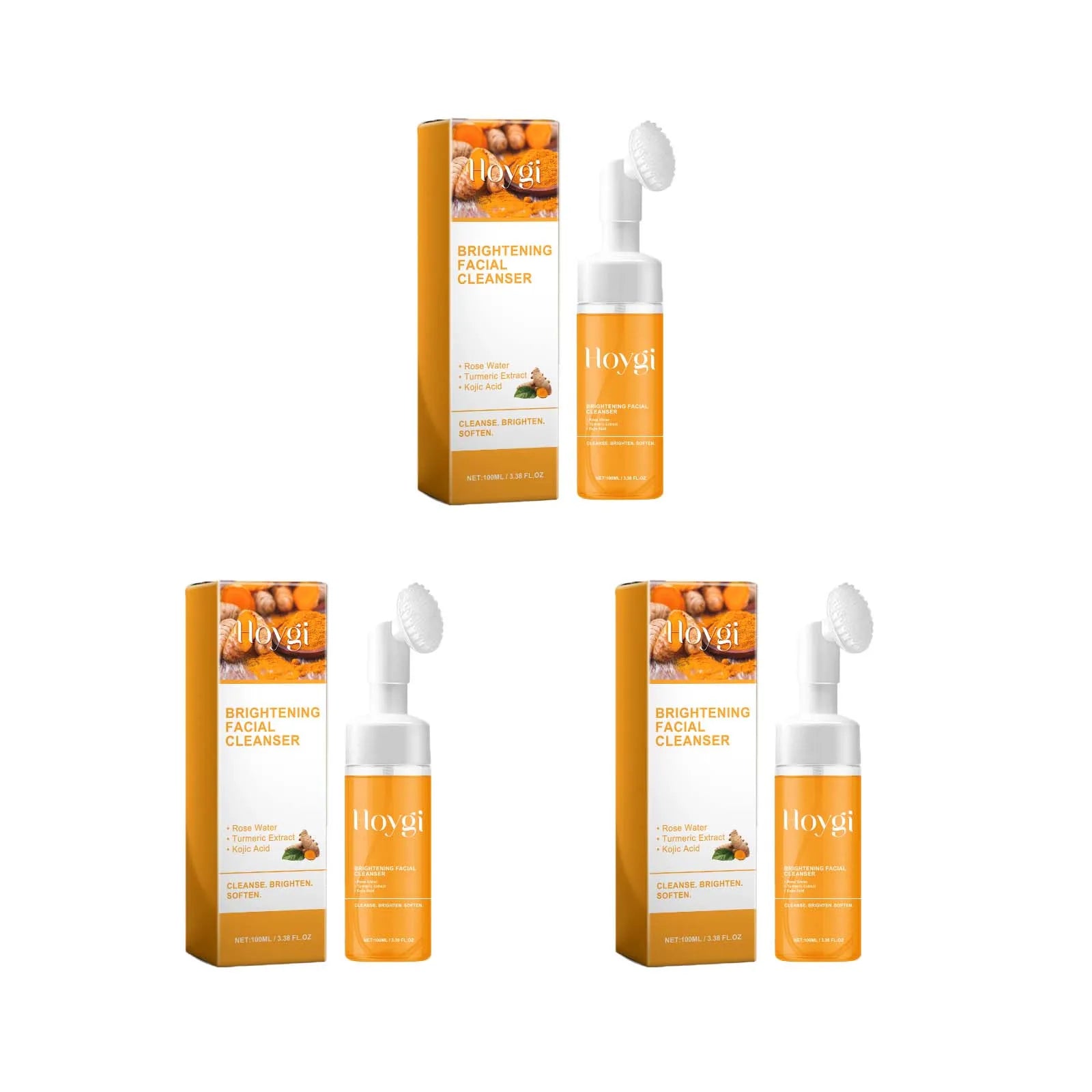 Turmeric Kojic Acid Foaming Facial Cleanser – Acne & Brightening Foaming Facial Cleanser Zpaxo 3Pcs 100ml Boxed