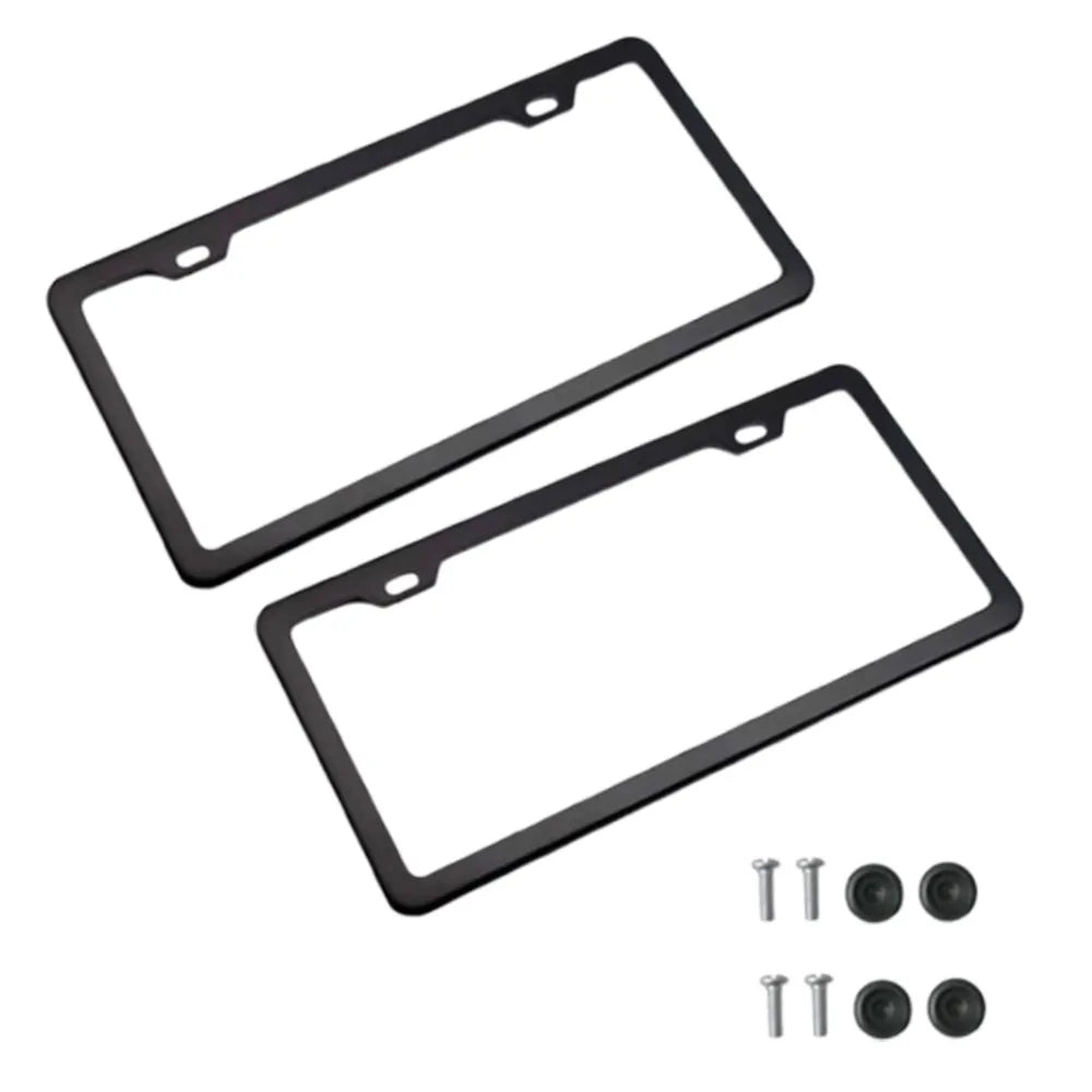 2 Hole Car License Plate Frame Rustproof Black Cover Screw Caps Truck Zpaxo Black