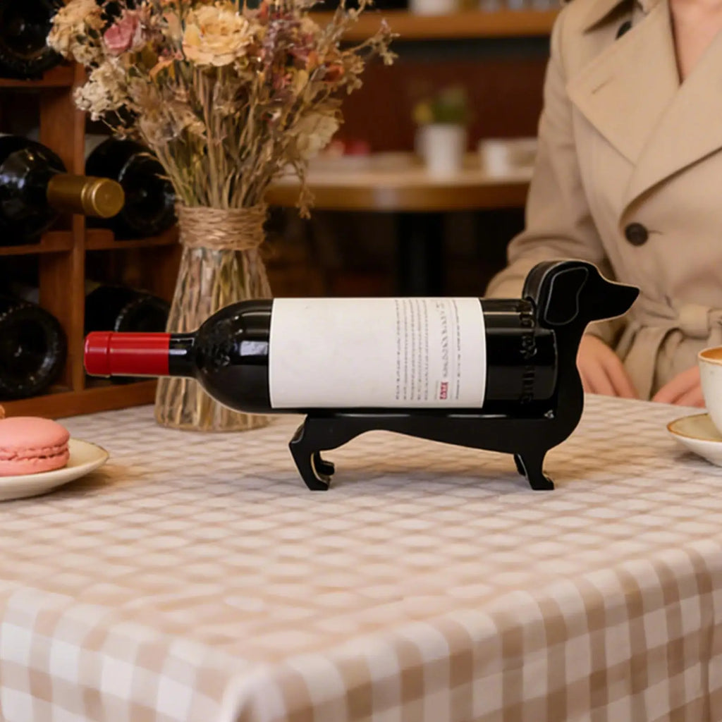 Dog Wine Bottle Holder Dachshund Cute Kitchen Counter Organizer Stand