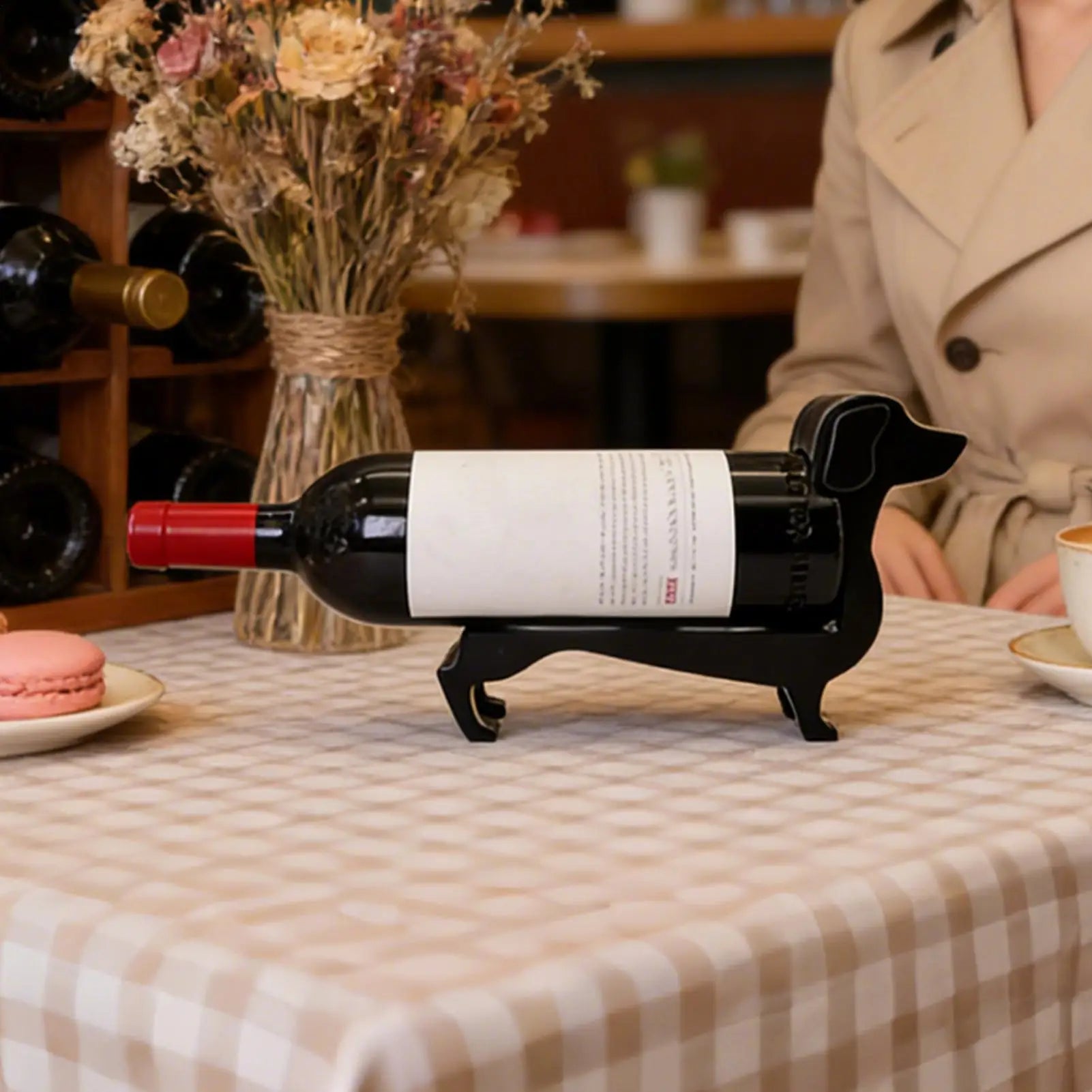 Dog Wine Bottle Holder Dachshund Cute Kitchen Counter Organizer Stand