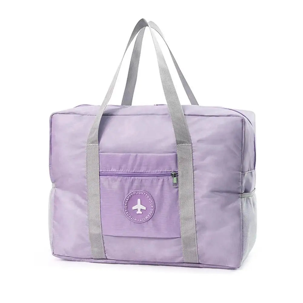 1pc Oxford Foldable Luggage Bag round Label Travel Bag Carry-On Suitcase Moving Packing Bag Storage Bag for Airplane Trips Zpaxo Purple