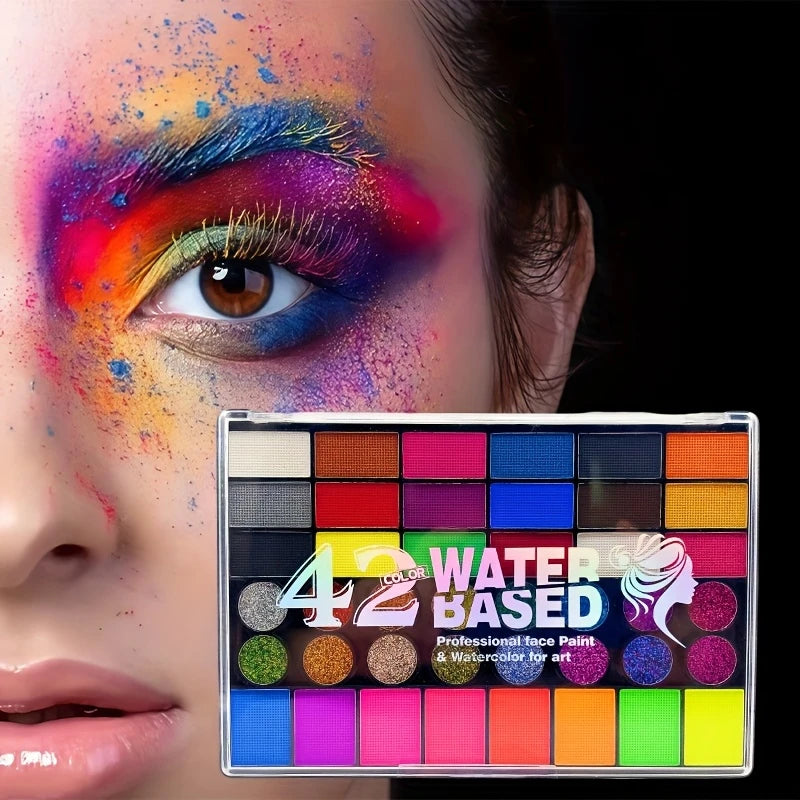 42 Colors Face Body Painting Water Soluble UV Neon Paint Art Makeup Zpaxo