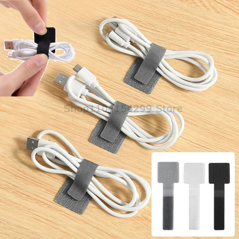 New Reusable Cable Ties Velcro Ties Self-Adhesive Power Cord Cable Holder Adjustable Cord Storage Desktop Organiser Manager Zpaxo