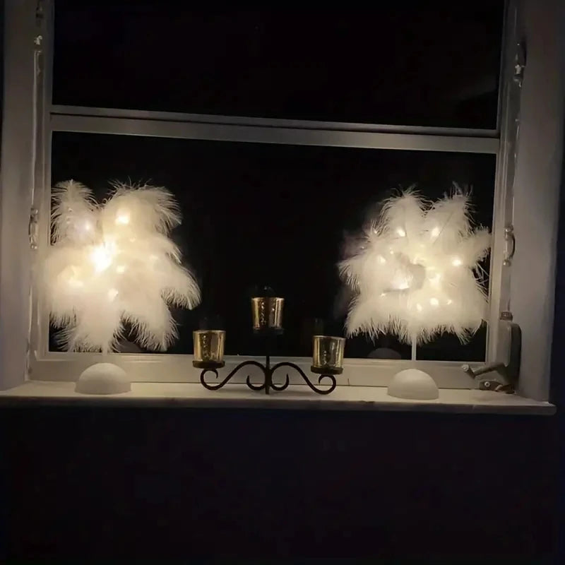 Feather Design LED Table Lamp Kids Battery-powered Portable Ideal Zpaxo