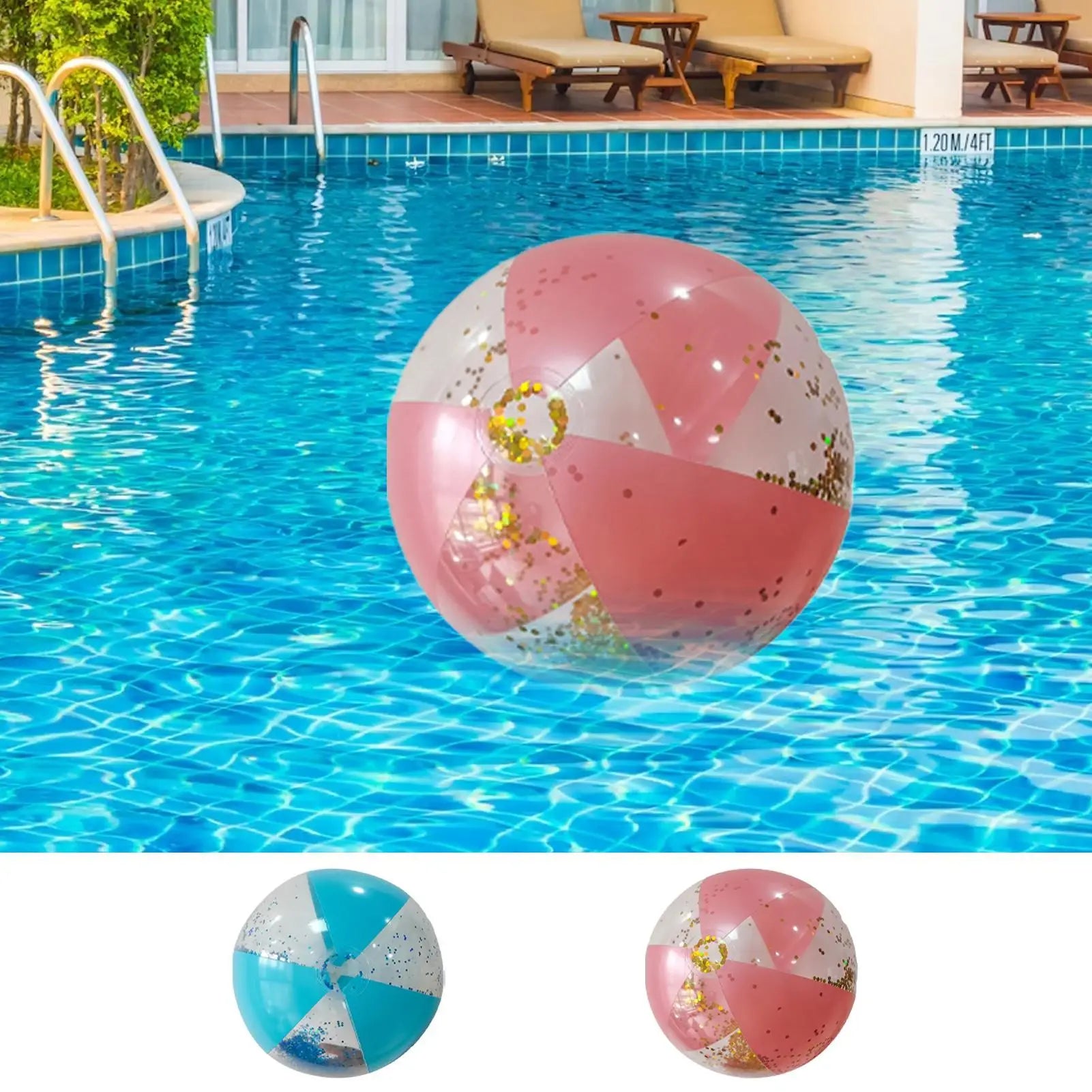 Beach Balls Pool Glitters Inflatable Clear Ball PVC Reusable Toys Fun Zpaxo