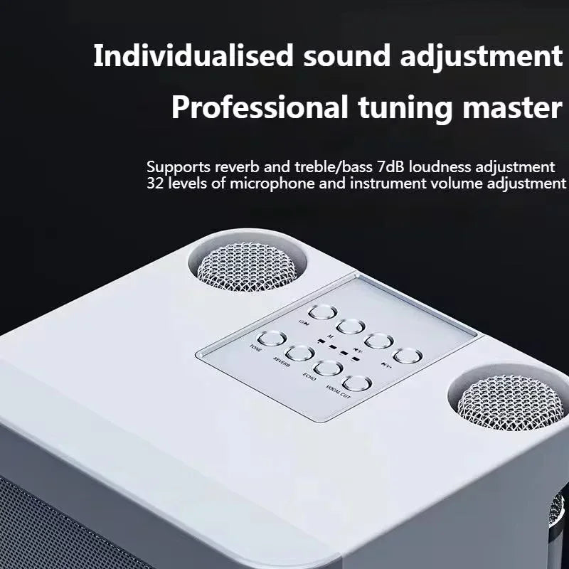 Bluetooth Karaoke Speaker With 2 Wireless Microphones AUX TF U Disk Player Portable For Party Outdoor Zpaxo