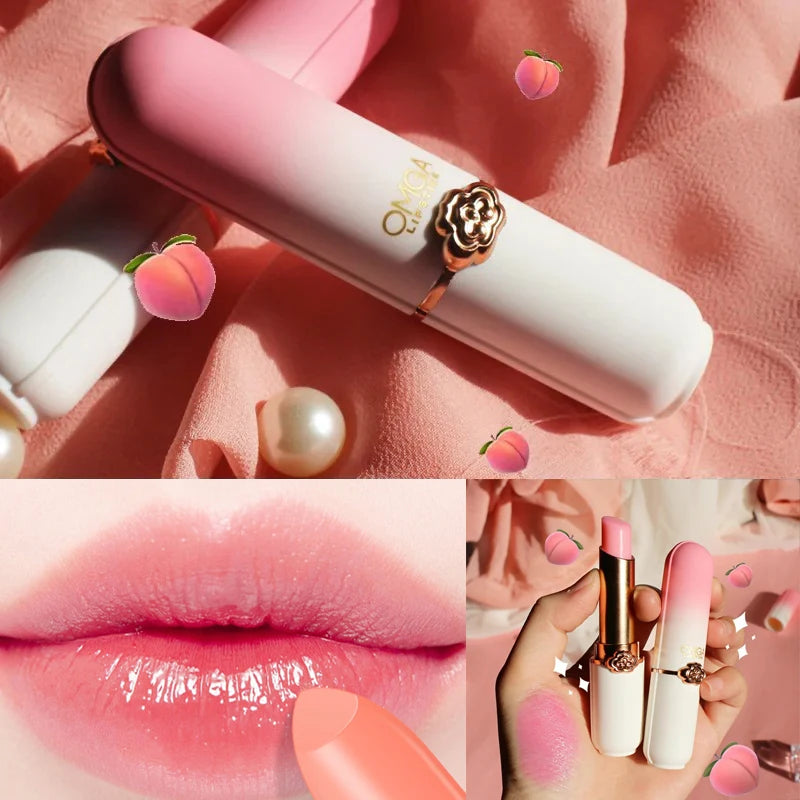 Peach Lip Balm Crystal Temperature Change Jelly Lipstick Moisturizing