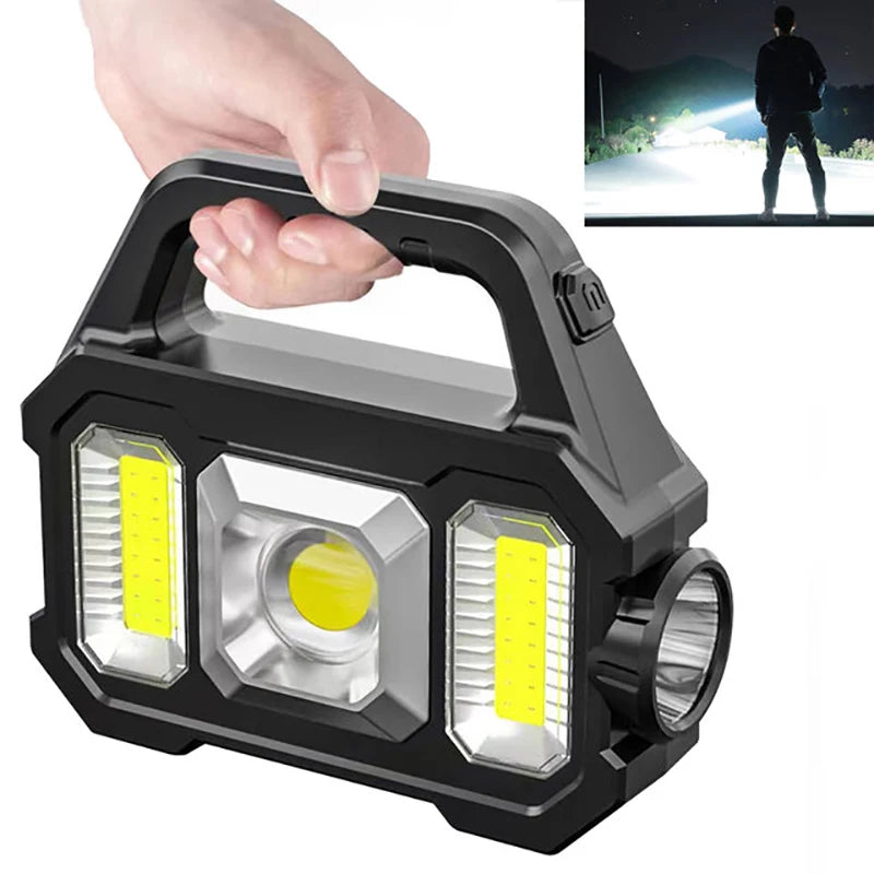 KDULIT Solar Rechargeable COB LED Flashlight – Zoomable Waterproof