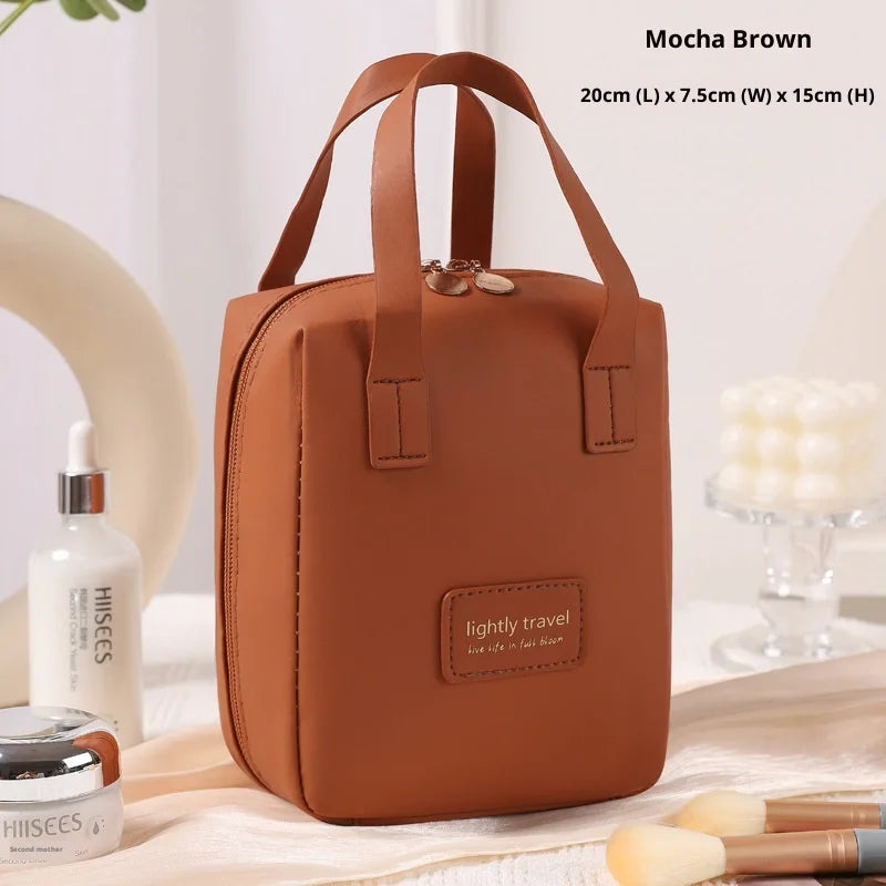 Shell Handheld Makeup Bag – Large Capacity Waterproof Cosmetic Cosmetic Storage Bag Zpaxo Caramel