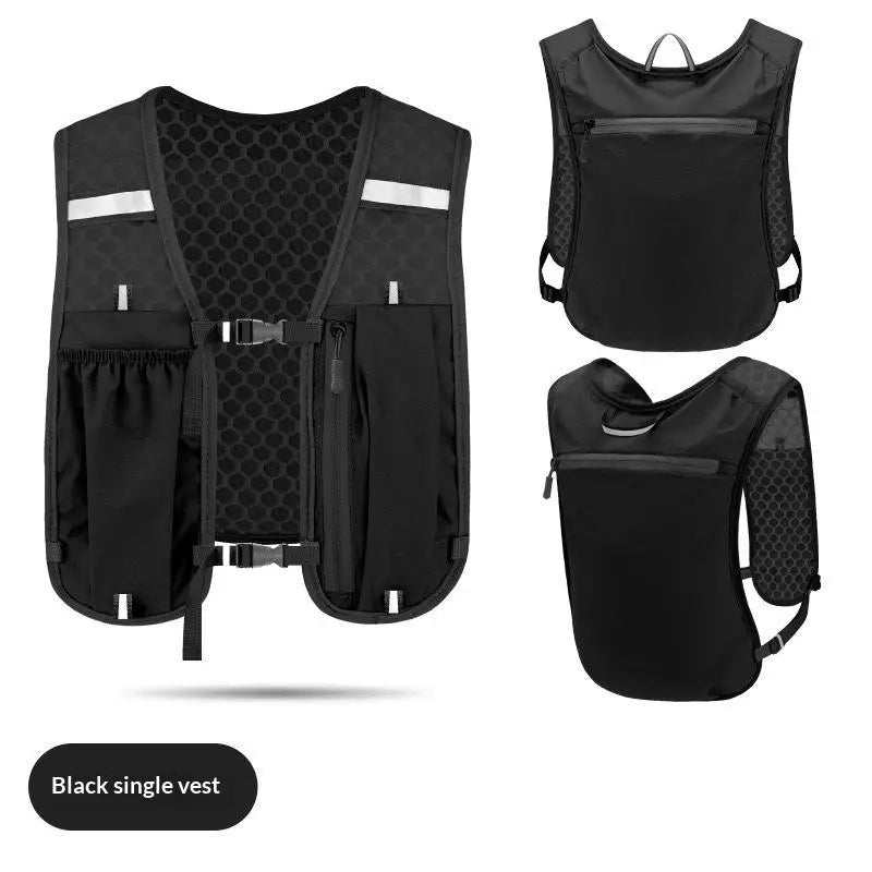 Running Water Bottle Storage Vest Lightweight Reflective Hydration Zpaxo Black