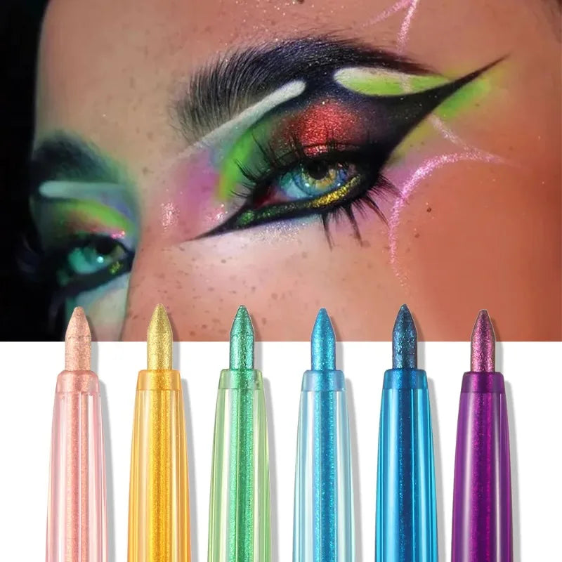 Shiny Chameleon Metallic Green Eyeliner Gel Stick Smooth Multicolor