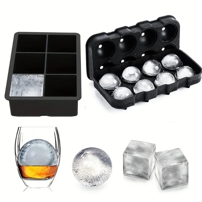 4 6 8Grid Ice Cube Tray Ball Maker Silicone Mold DIY Freeze Kitchen Zpaxo