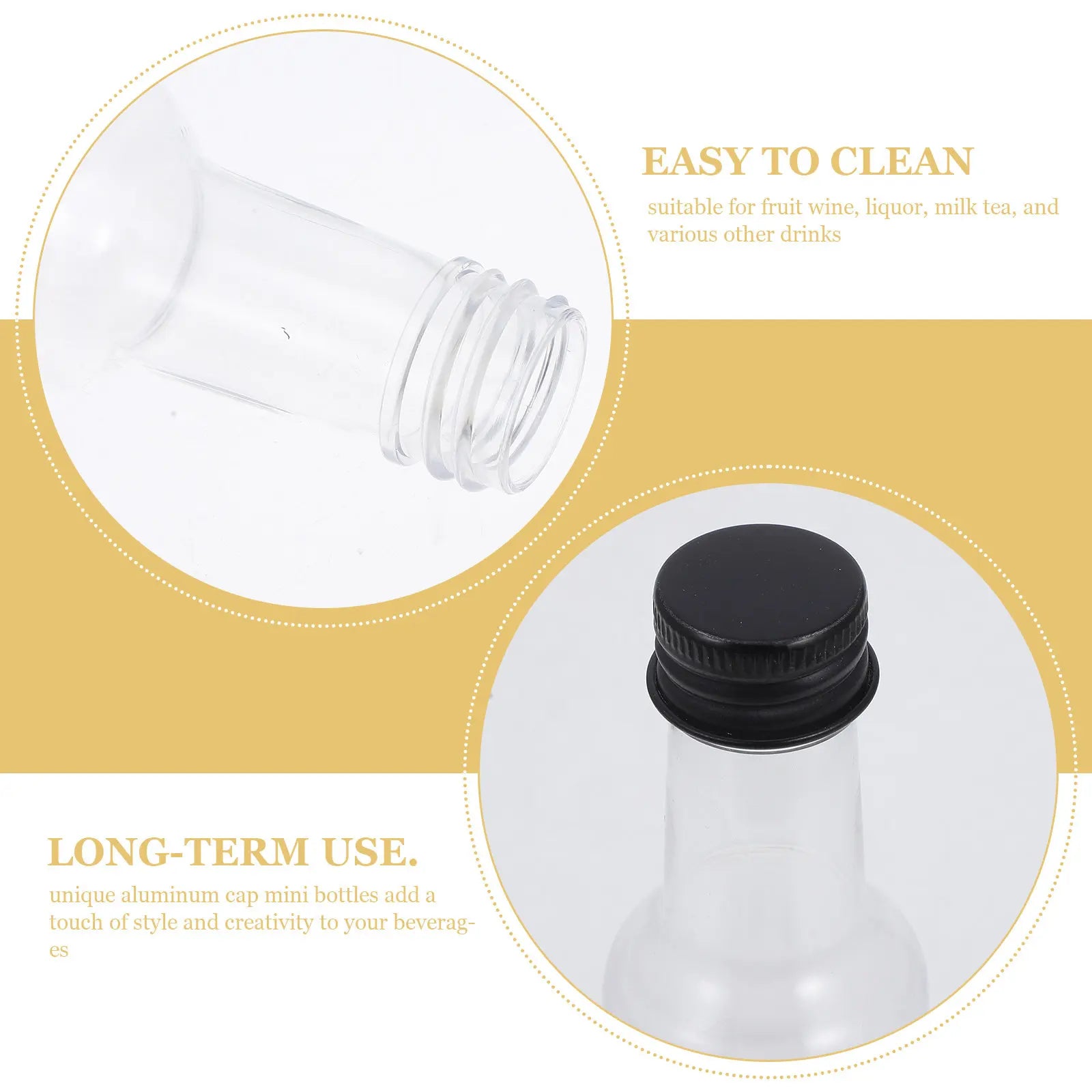 Small Liquor Bottles Mini Plastic Aluminum Tight Seal Leak Proof