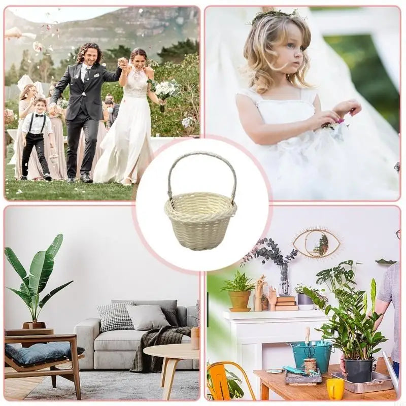 Artifical Rattan Hand Baskets Versatile Baskets for Wedding and Home Storage Zpaxo