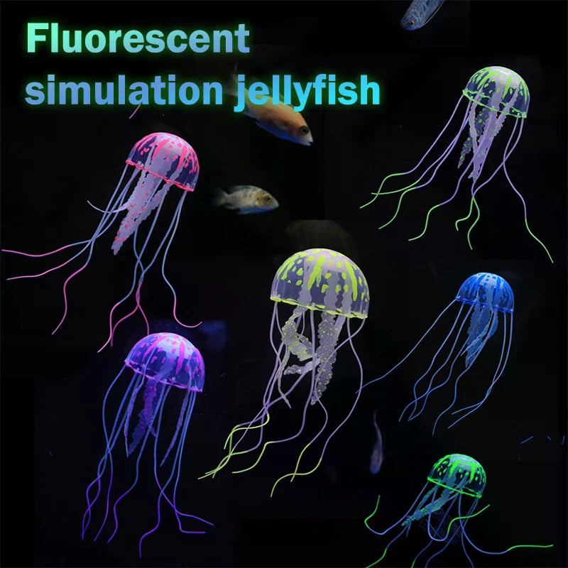Creative Simulated Glowing Effect Jellyfish Aquarium Decoration Fish Zpaxo