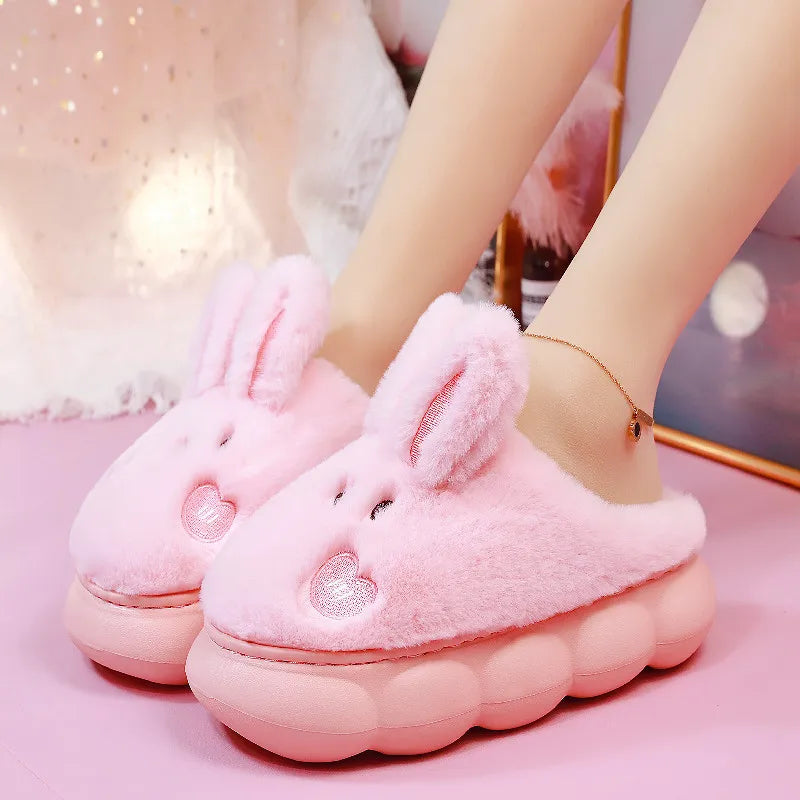 White Rabbit Hare Slippers Women's Cute Animal Platform Home Mules Zpaxo