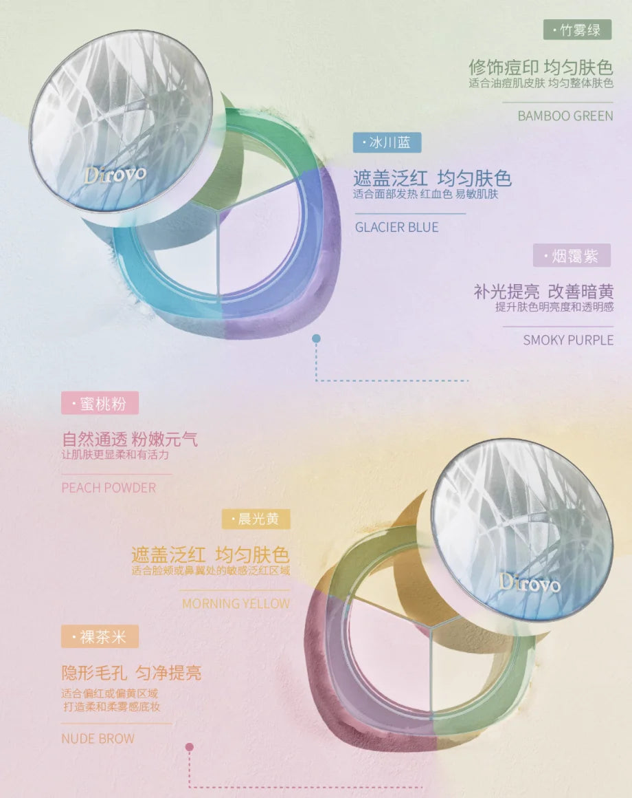 DIROVO Three-color Icy Sensory Water Loose Powder Long-lasting Makeup Zpaxo