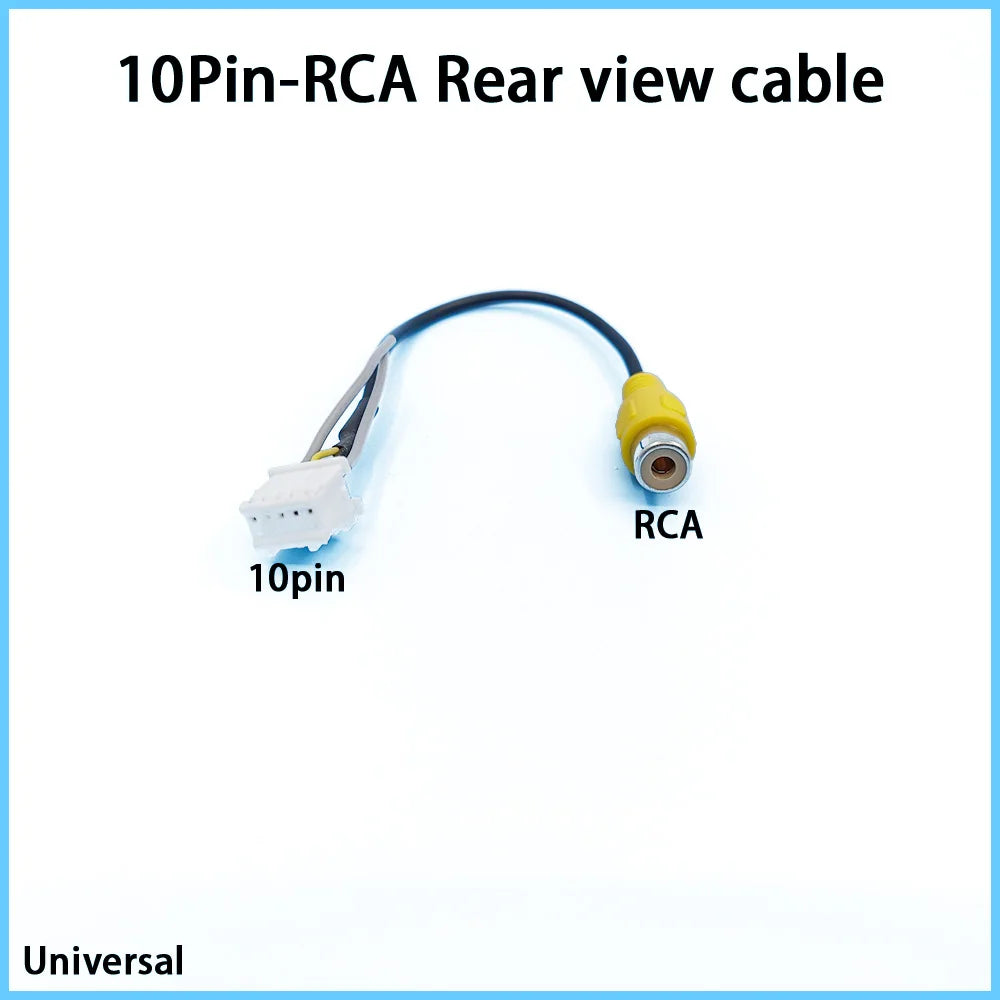 Car Rear View RCA Cable Backup Camera Adaptor 10Pin-RCA Stereo Radio