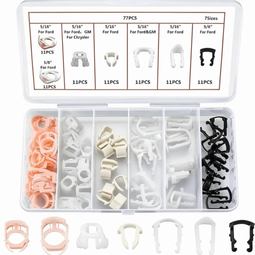 Plastic Fuel Line Retainer Clip Kit Plastic Clip Reusable Design Fuel Line Retainer Clip Assortment Nylon Material Zpaxo 77pcs