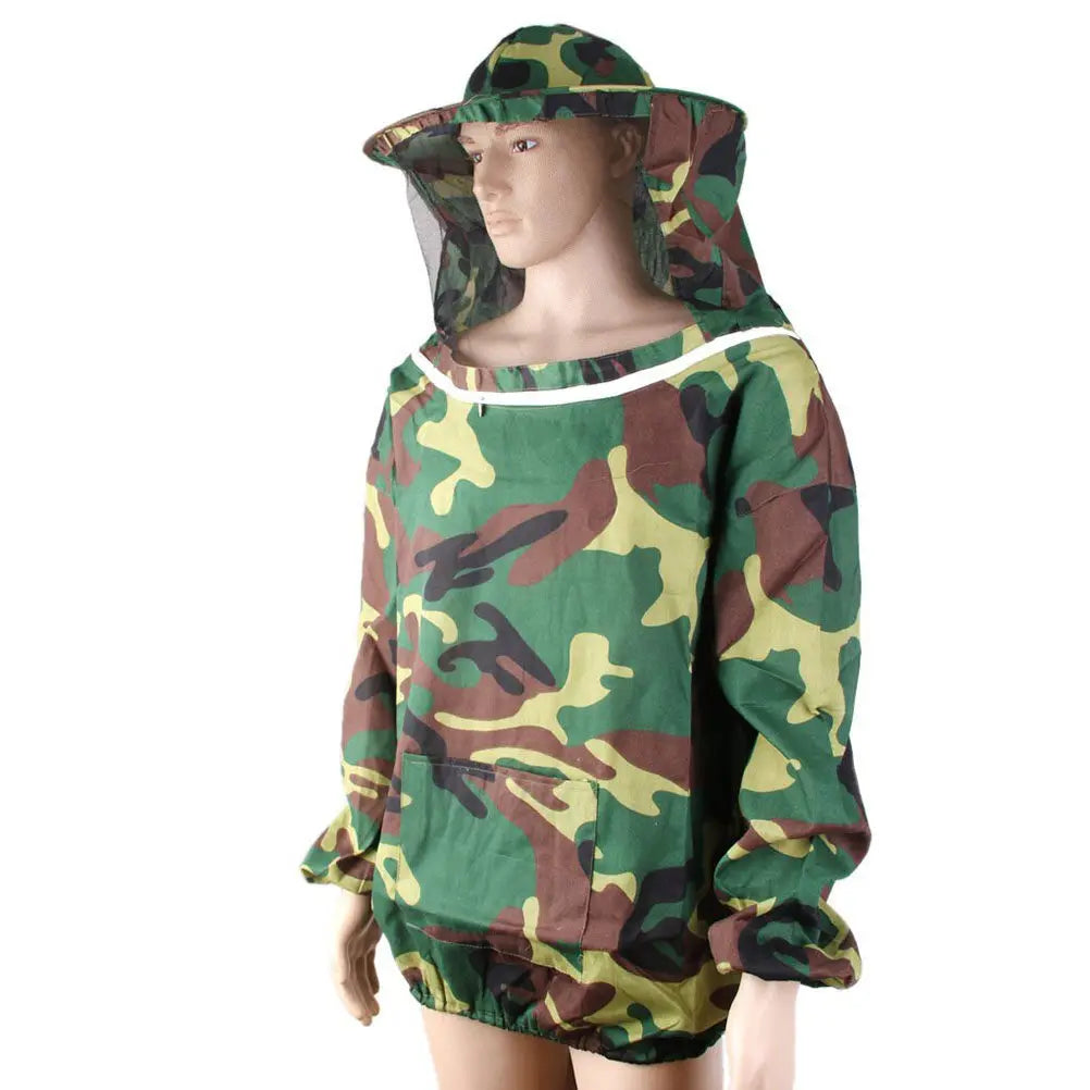 Beekeeping Protective Suit Black Net Veil Zipper Camouflage Keeping Suit Elastic Waistband Cuffs Pocket Beekeeping Equipment Zpaxo