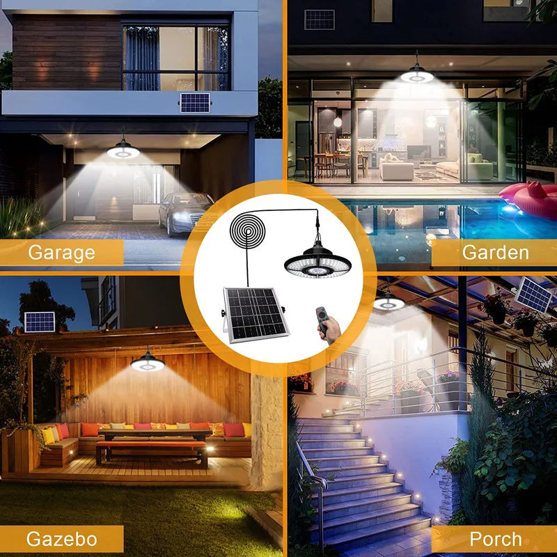 Solar Lighting Garden Outdoor Bright 4 Leaf Chandelier Foldable Zpaxo