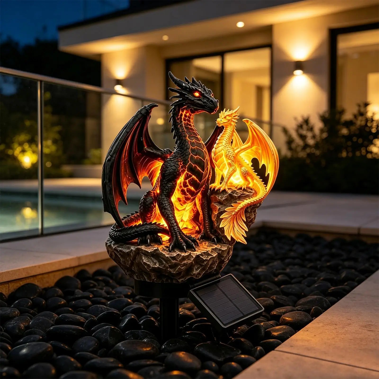 Dragon Solar Lights Outdoor Garden Decor Sculpture Lighting Sidewalk