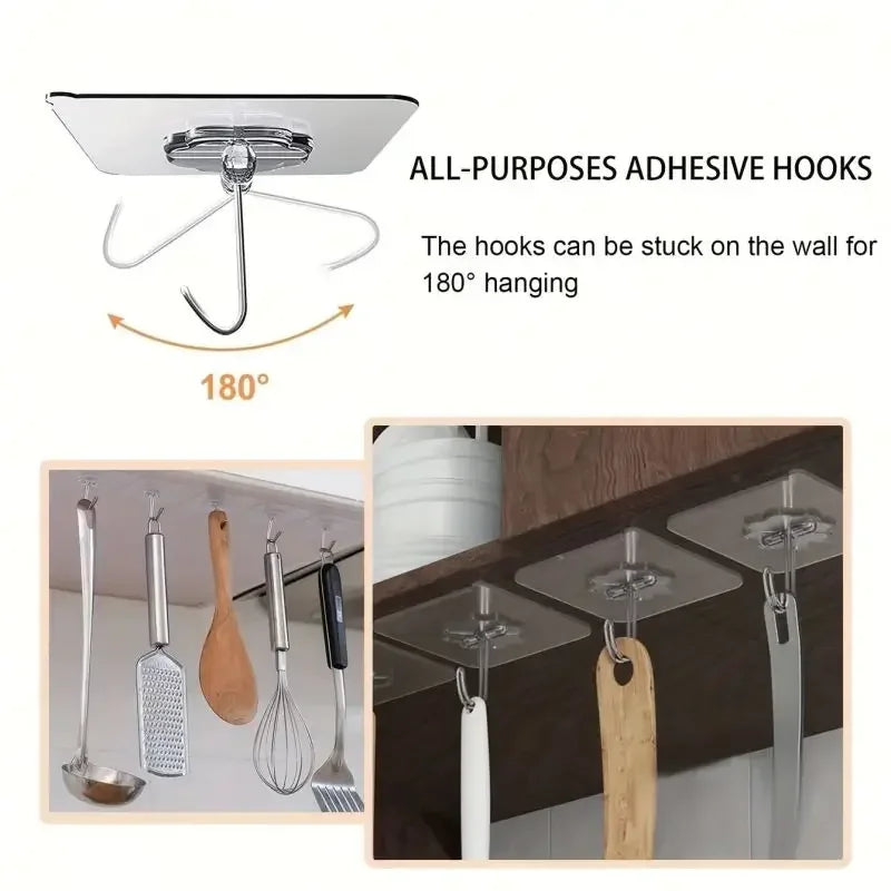 100Pcs Transparent Self Adhesive Wall Hooks Multi-Purpose Wall Hook Key Holder Towel Holder For Kitchen Bathroom Accessories Zpaxo