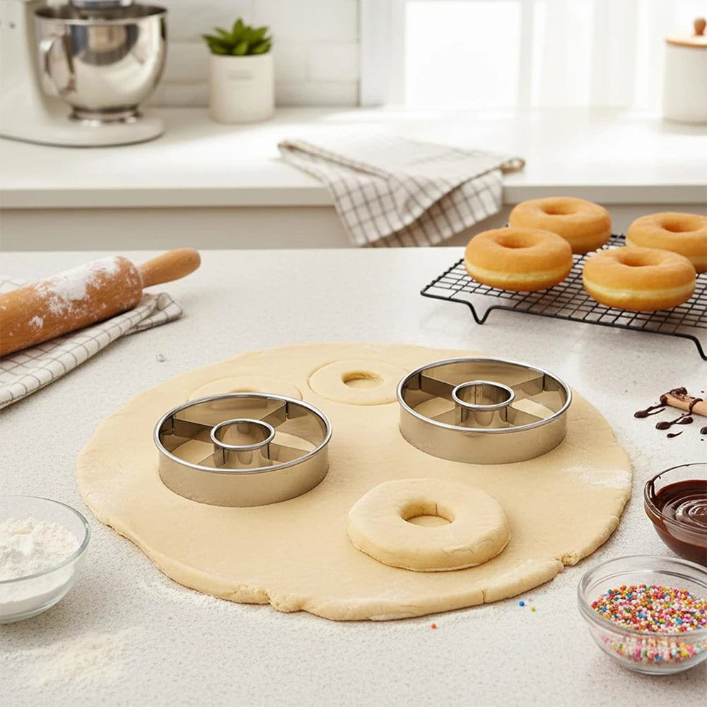 Stainless Steel Donut Cutter Mold Doughnut Making Cutters Bagels Cookies Biscuits Baking Tools Zpaxo