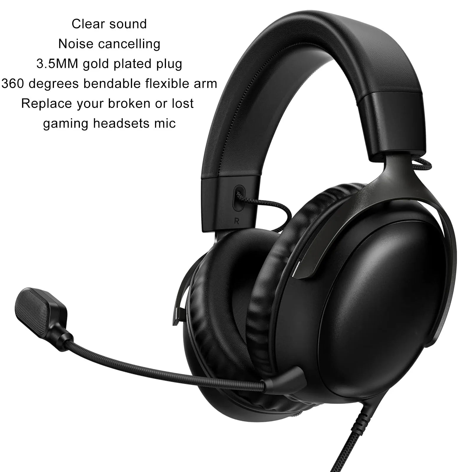 Detachable Microphone Boom Noise Cancelling Lightweight Gaming