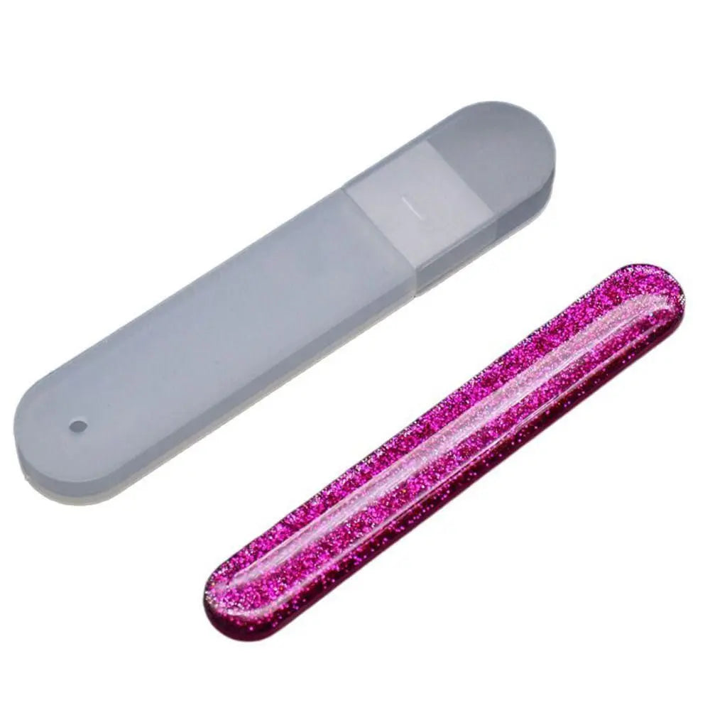 1Pcs Nano Glass Nail File Polisher Salon Manicure Tool Nail Polishing Strip with Storage Case Nail Art Polish Manicure Zpaxo rose red