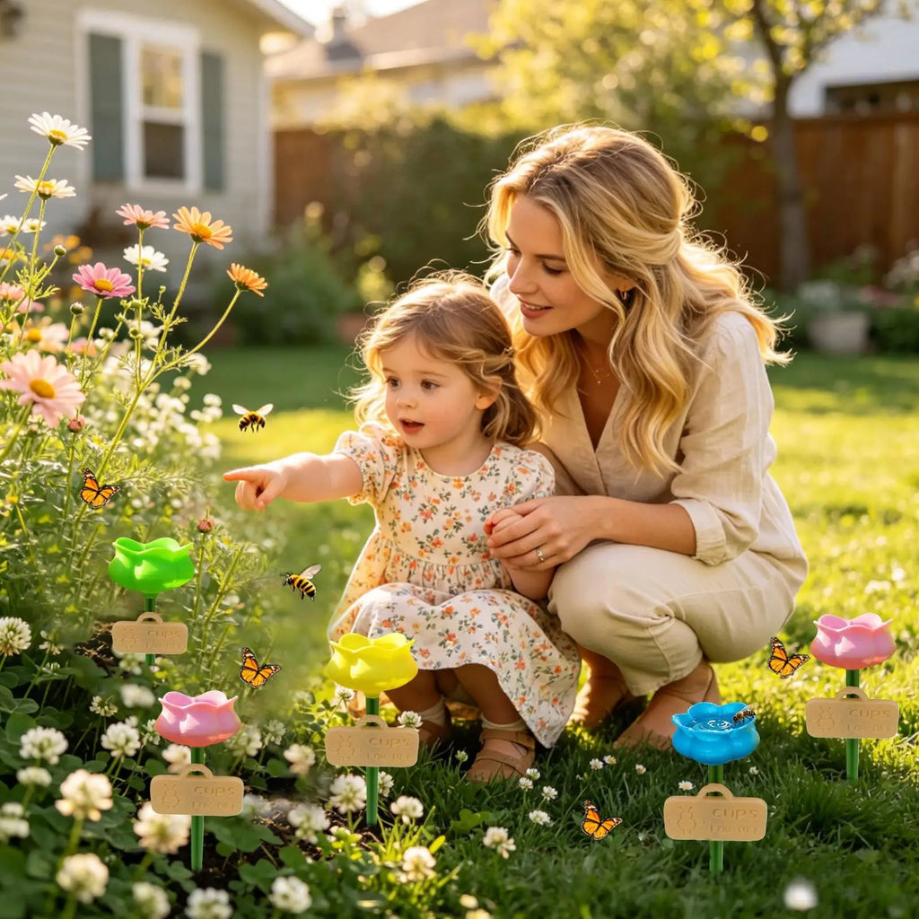Bee Water Station Flower Shape Drinking Cup Insect Waterer Butterfly