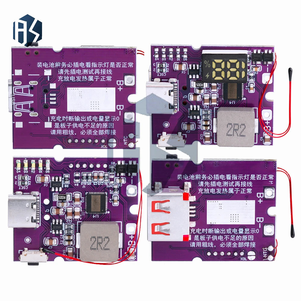 22.5W Power Bank Bidirectional Fast Charging Mobile Power Module Circuit Board With Digital/Light Type-C USB Suppor PD/QC3.0 2.0 Zpaxo