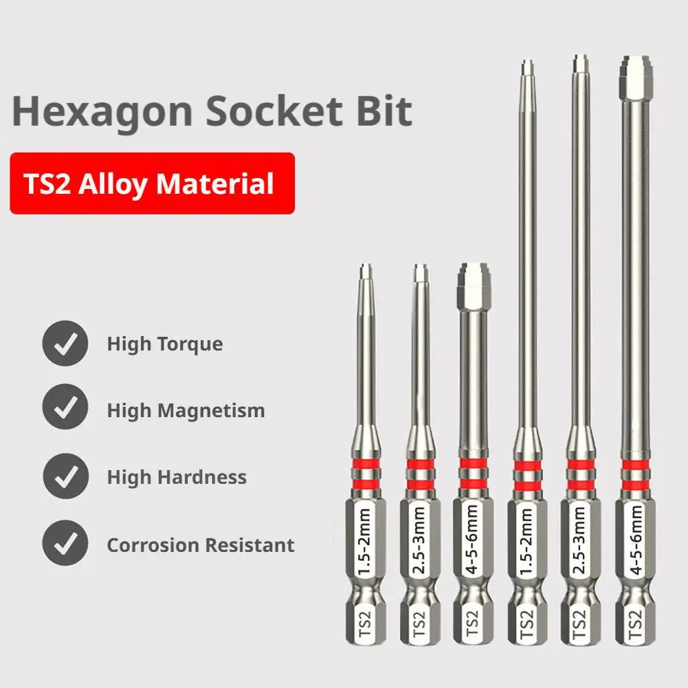 6-Piece Pagoda Step Hex Screwdriver Bits – S2 Steel Magnetic Hex Screwdriver Bit Set Zpaxo