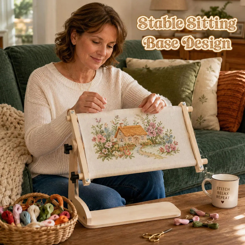 Embroidery Hoop Stand Adjustable Hands-Free Needlework Holder Embroidery Lap Stand for Women Craft Home Party Workshop Floor Zpaxo