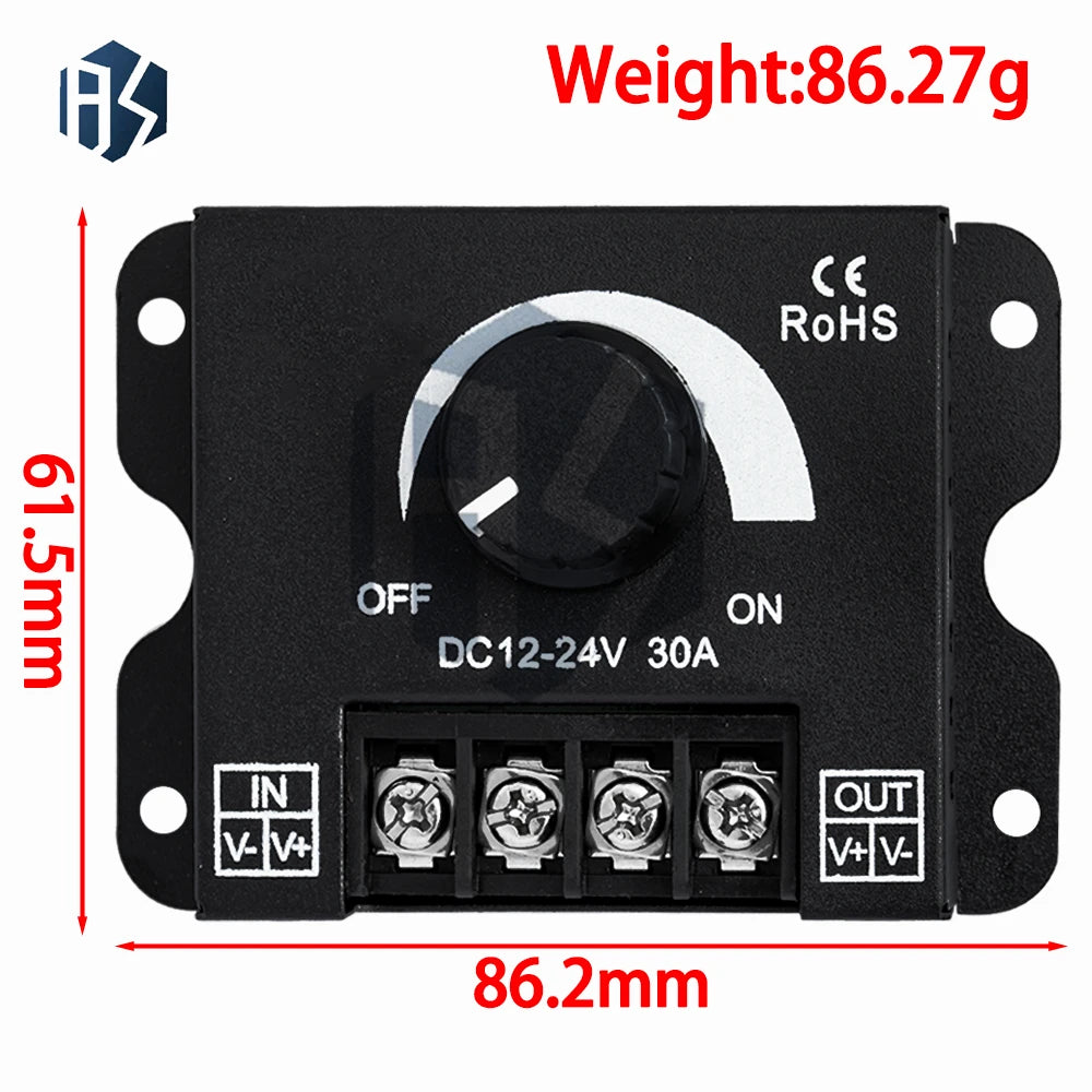 DC 12V 24V LED Dimmer Switch 30A 360W Adjustable Voltage Regulator Zpaxo