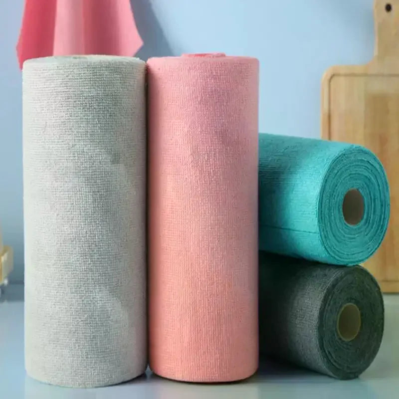 1 Roll Microfiber Cleaning Cloths Reusable Lint-free Towels Kitchen Zpaxo