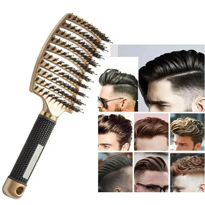 Hair Brush Scalp Massage Comb Hairbrush Boar Bristle Nylon Women Wet Curly Detangle Hair Brush Salon Hairdressing Styling Tool Zpaxo