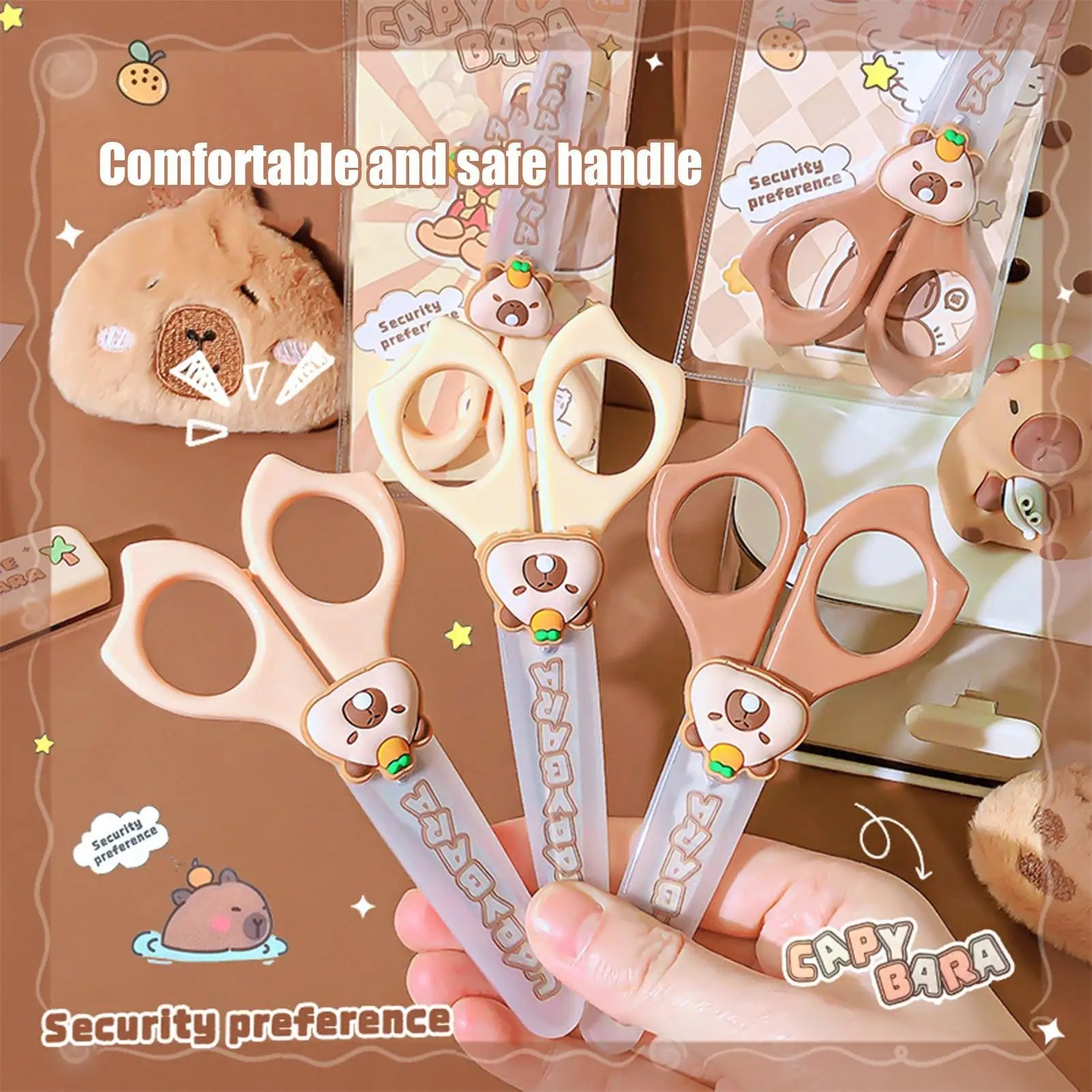 Capybara Kids Safety Scissors – Round Tip & Anti-Slip Handle Kids Safety Scissors Zpaxo