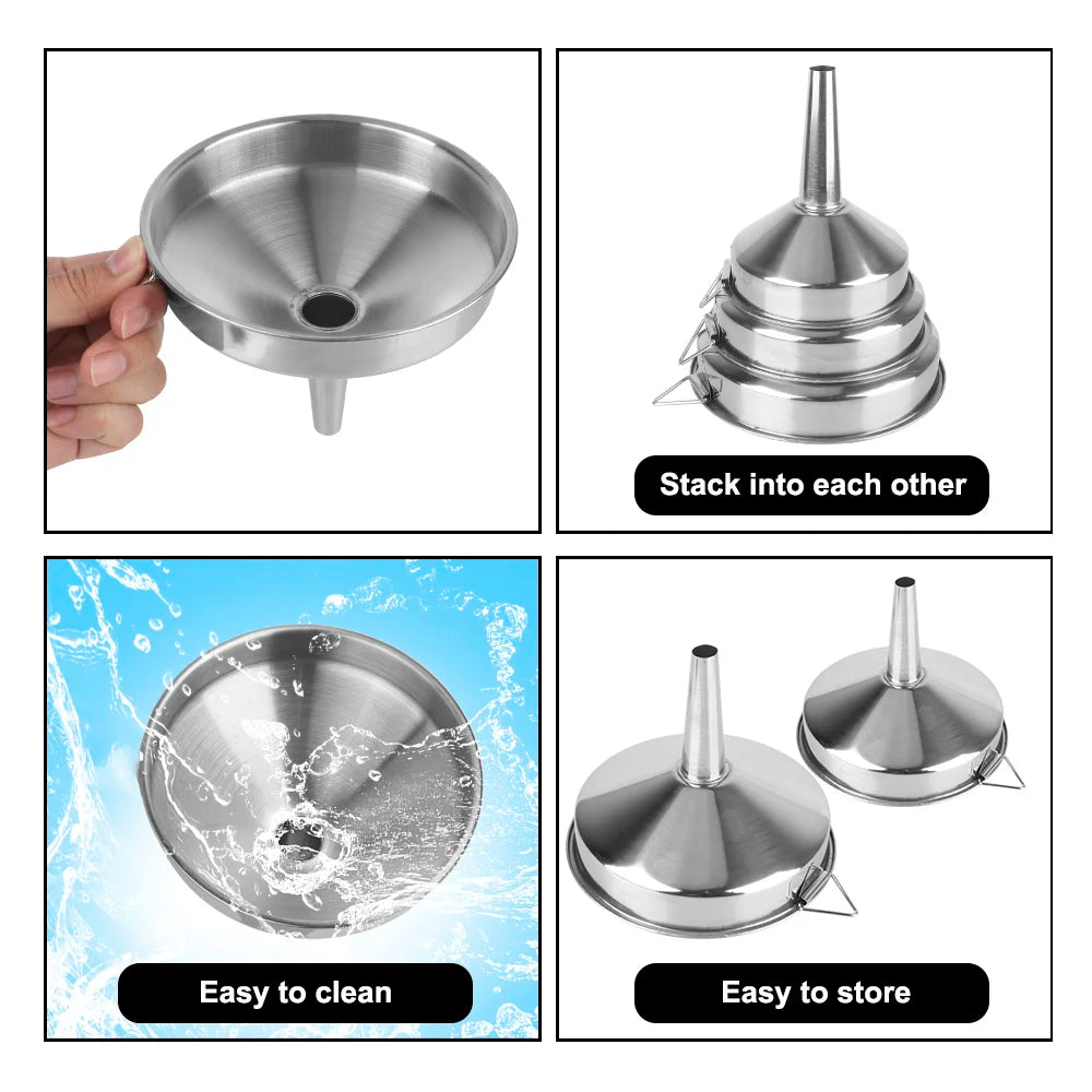 Wide Mouth Funnels For Canning Kitchen Tools Bar Wine Beer Oil Flask Funnel Stainless Steel Kitchen Accessories Metal Funnel Zpaxo