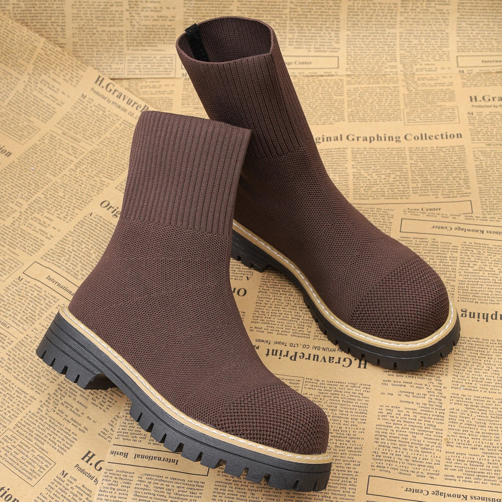2025 New Women Boots Autumn Winter Shoes Women Designer Ankle Boots Comfortable Lightweight Shoes Short Knitting Platform Boots Zpaxo