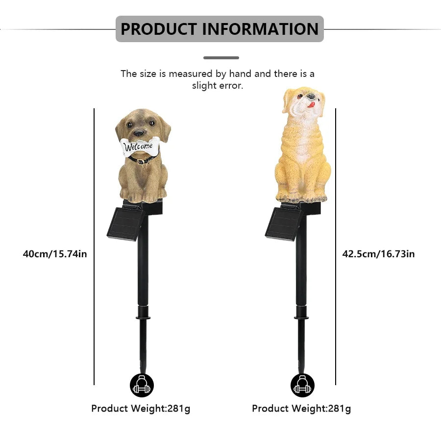 Solar Owl & Dog Resin Garden Lawn Lamp – IP65 Waterproof
