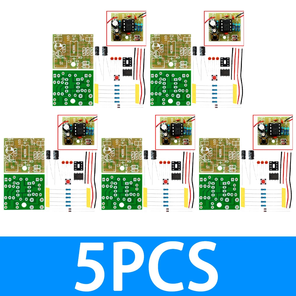 NE555 Ding-Dong Doorbell DIY Kit: Loose Parts for Digital Doorbell Building Zpaxo 5pcs