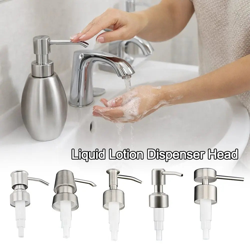 Fashion Stainless Steel Soap Pump Head Reusable Replaceable Shampoo Zpaxo