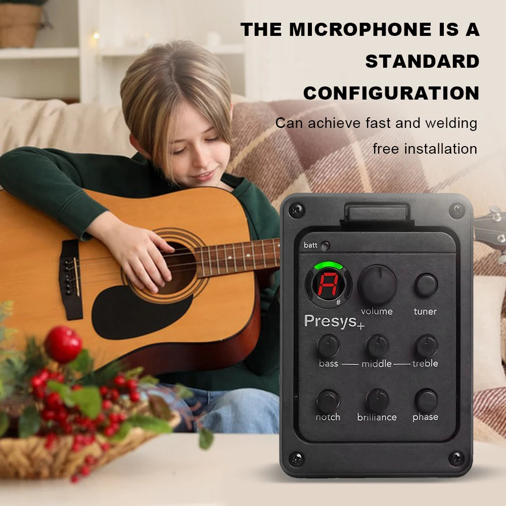 201 Classic Acoustic Guitar EQ Tuner Piezo Pickup Preamp 4-Band
